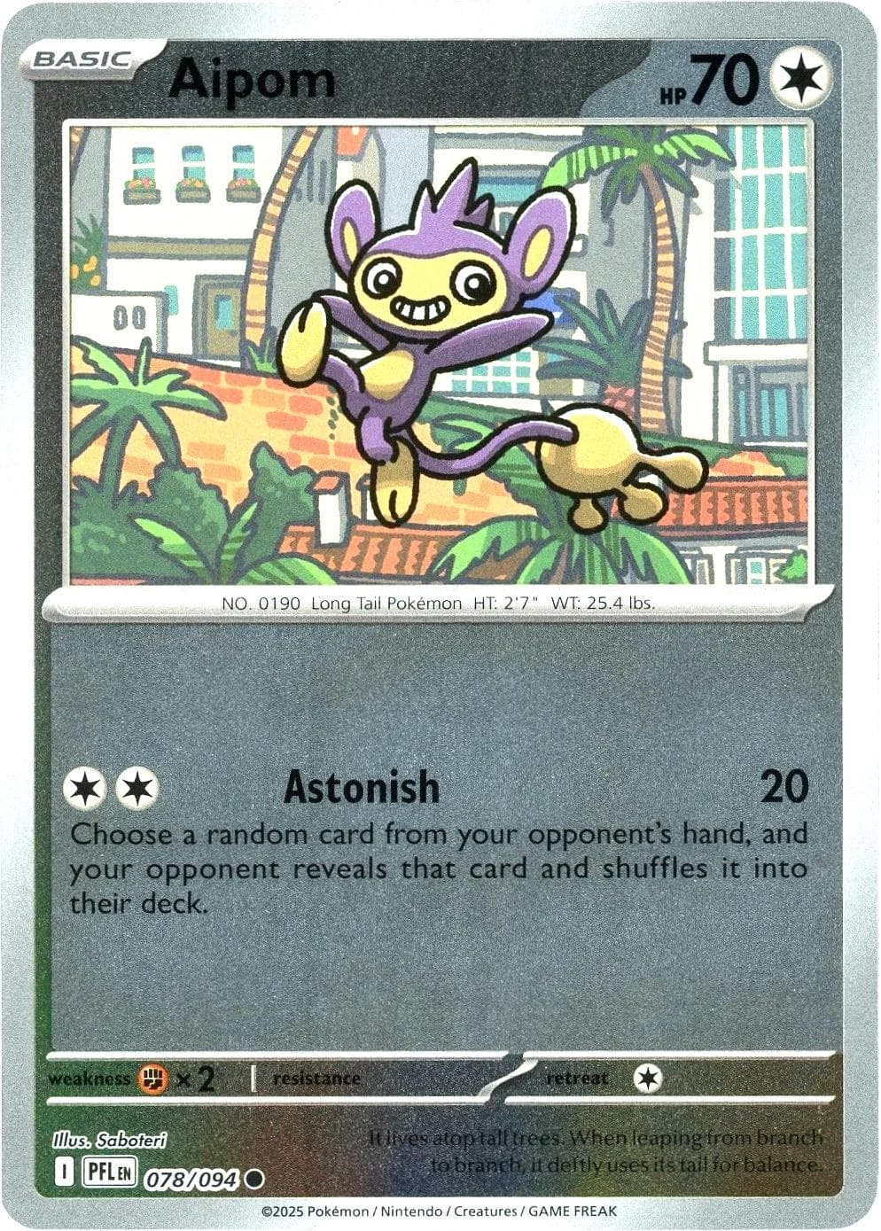 Aipom [Reverse Holo] #78 — Pokemon Phantasmal Flames