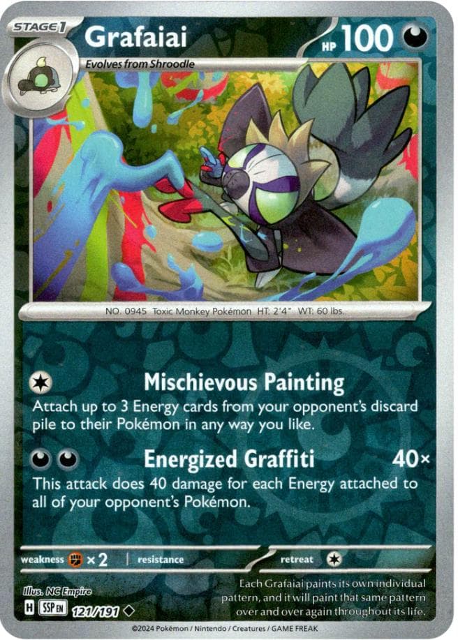 Grafaiai [Reverse Holo] #121 — Pokemon Surging Sparks