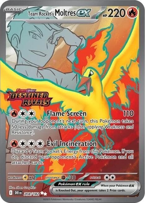 Team Rocket's Moltres ex [Stamped] #208 — Pokemon Destined Rivals