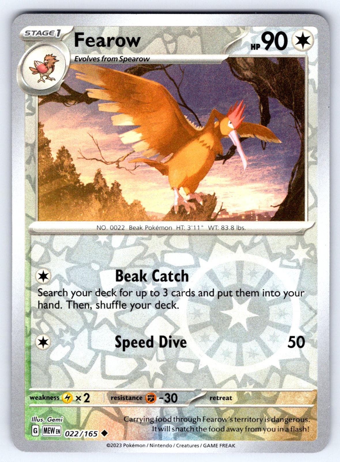Fearow [Reverse Holo] #22 — Pokemon Scarlet & Violet 151