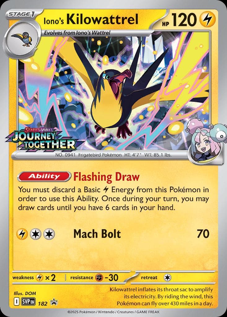 Iono's Kilowattrel [Stamped] #182 — Pokemon Promo