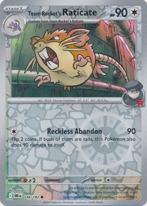 Team Rocket's Raticate [Reverse Holo] #148 — Pokemon Destined Rivals