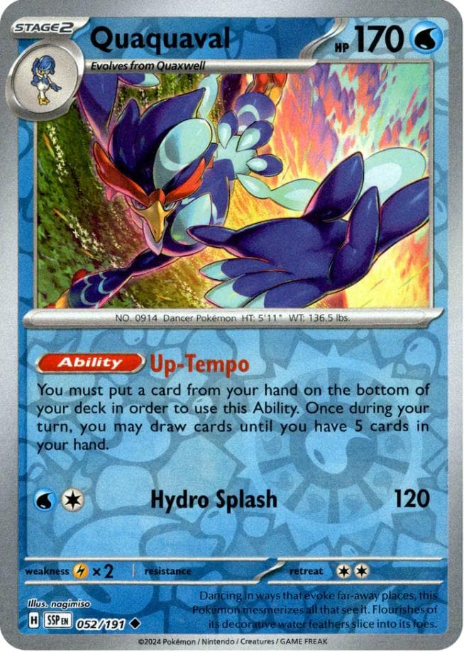 Quaquaval [Reverse Holo] #52 — Pokemon Surging Sparks
