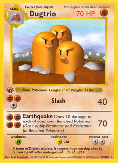 Dugtrio #19 — Pokemon Base Set