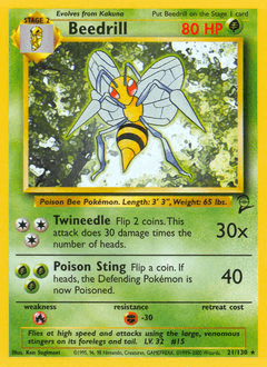 Beedrill #21 — Pokemon Base Set 2