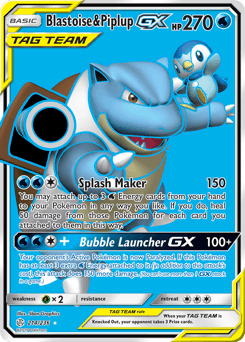 Blastoise & Piplup GX #214 — Pokemon Cosmic Eclipse