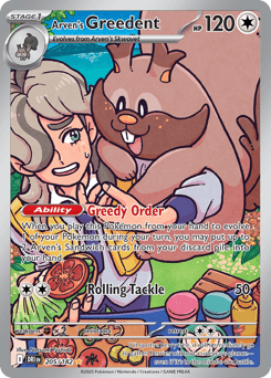 Arven's Greedent #205 — Pokemon Destined Rivals