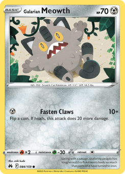 Galarian Meowth #84 — Pokemon Crown Zenith