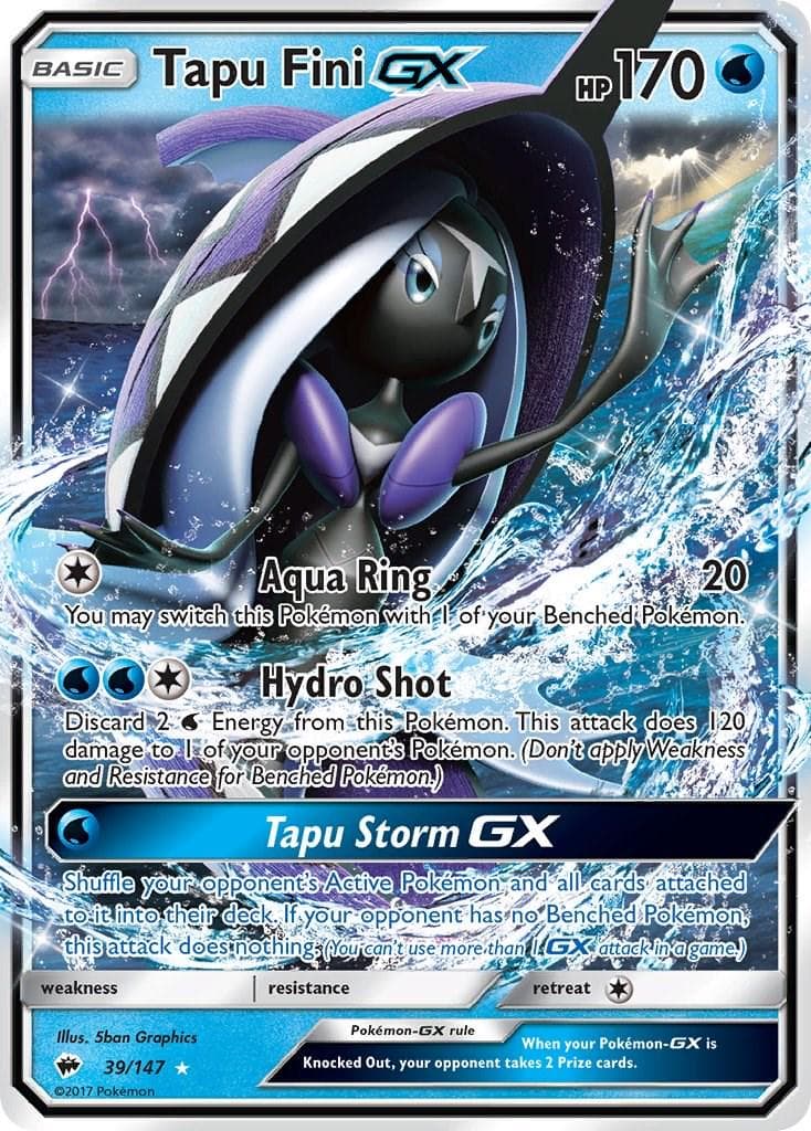 Tapu Fini GX #39 — Pokemon Burning Shadows