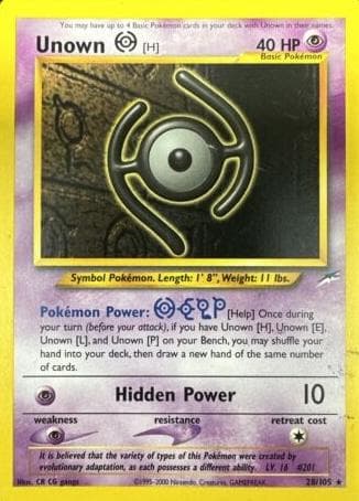 Unown H #28 — Pokemon Neo Destiny