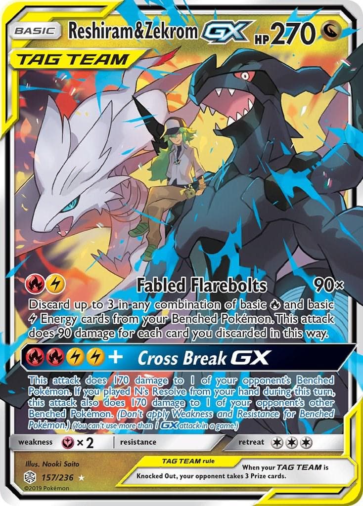 Reshiram & Zekrom GX #157 — Pokemon Cosmic Eclipse