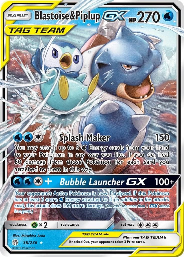 Blastoise & Piplup GX #38 — Pokemon Cosmic Eclipse