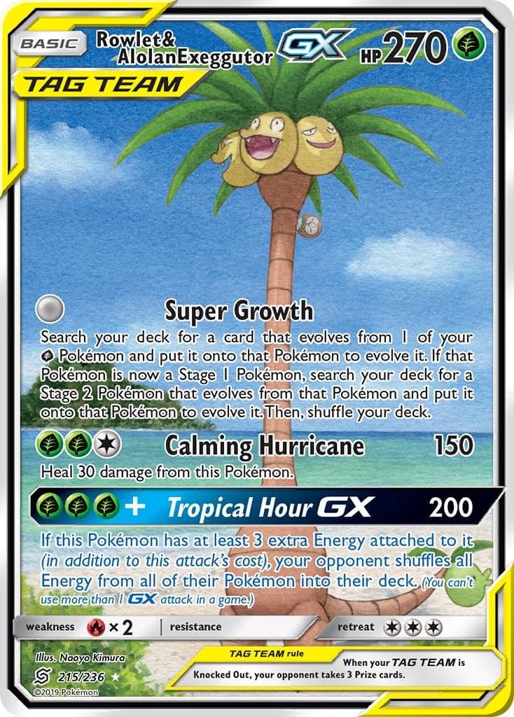 Rowlet & Alolan Exeggutor GX #215 — Pokemon Unified Minds
