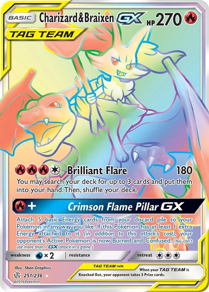 Charizard & Braixen GX #251 — Pokemon Cosmic Eclipse