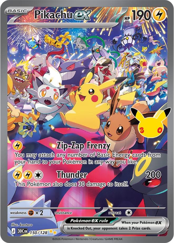 Pikachu ex #150 — Pokemon 30th Celebration