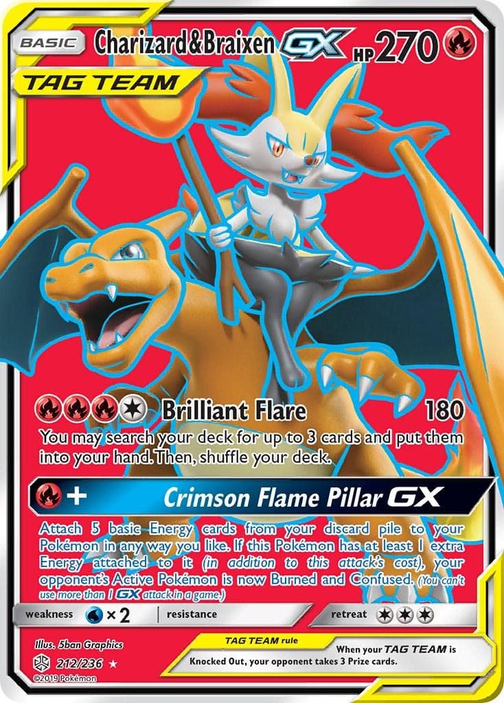 Charizard & Braixen GX #212 — Pokemon Cosmic Eclipse