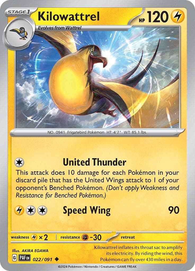 Kilowattrel #22 — Pokemon Paldean Fates