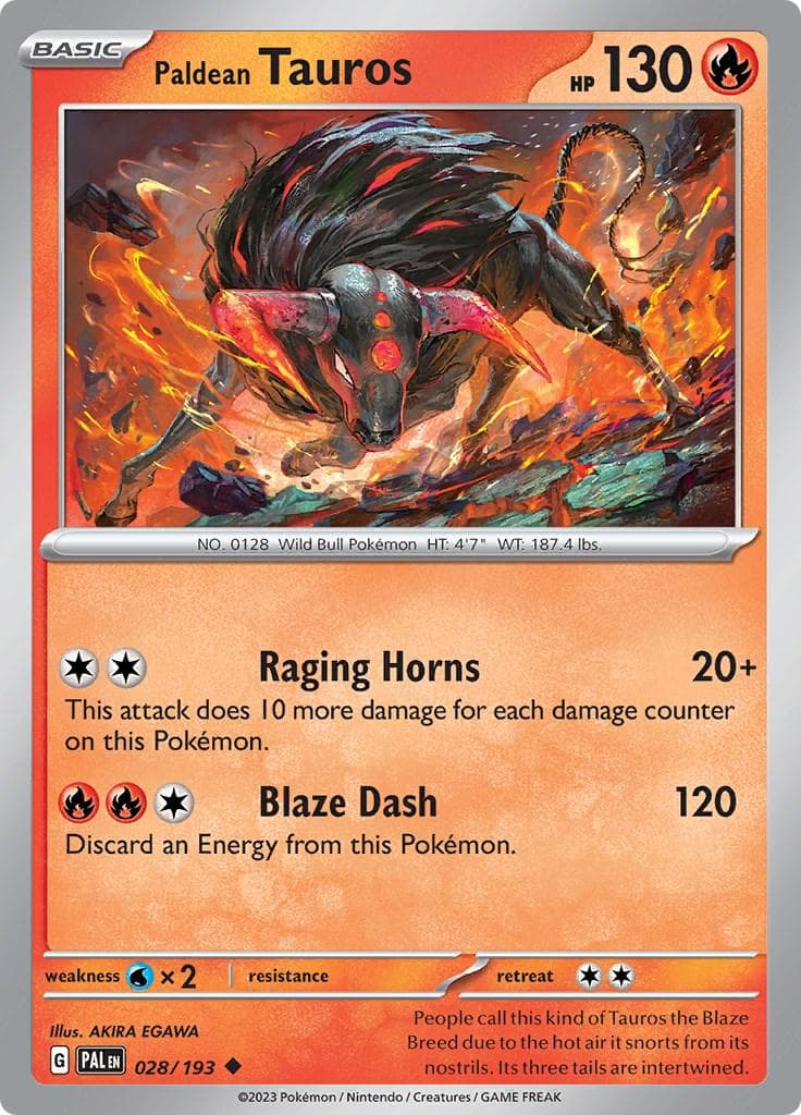 Paldean Tauros #28 — Pokemon Paldea Evolved