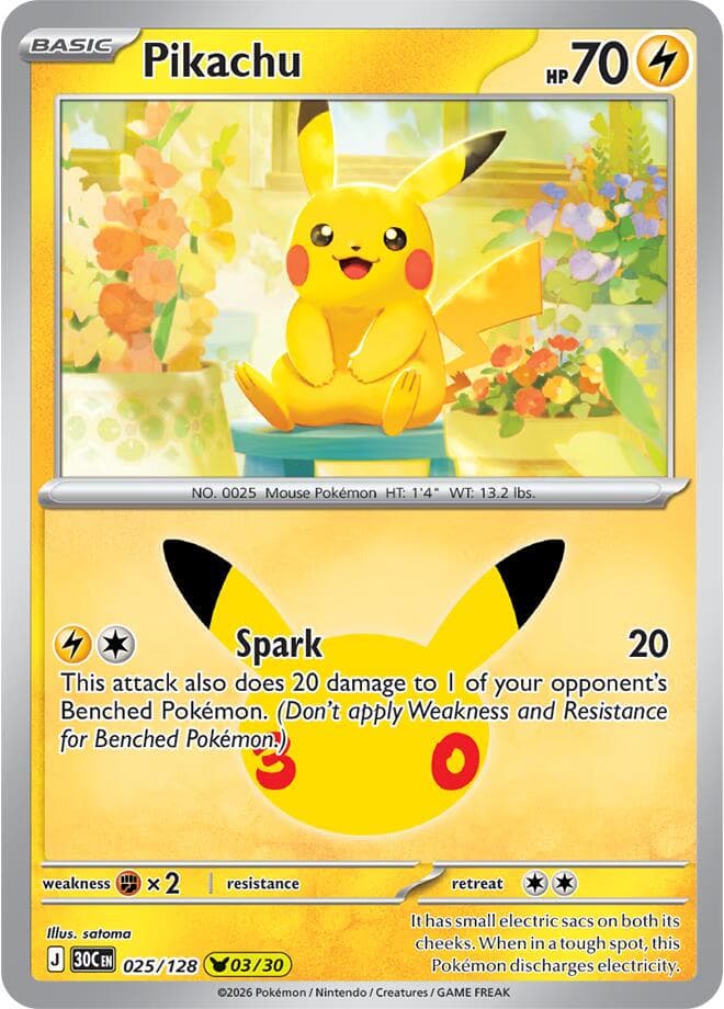 Pikachu #25 — Pokemon 30th Celebration
