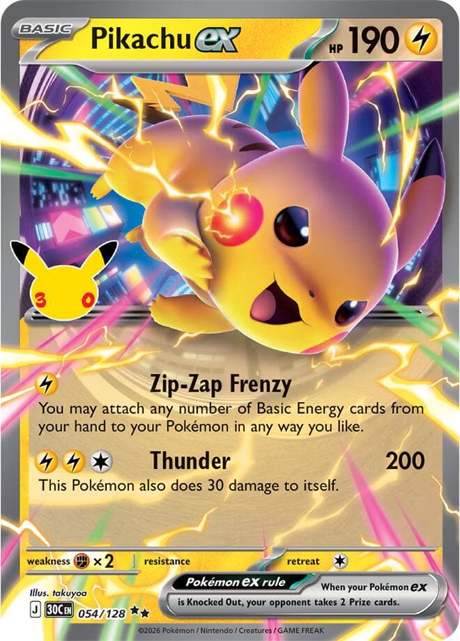 Pikachu ex #54 — Pokemon 30th Celebration
