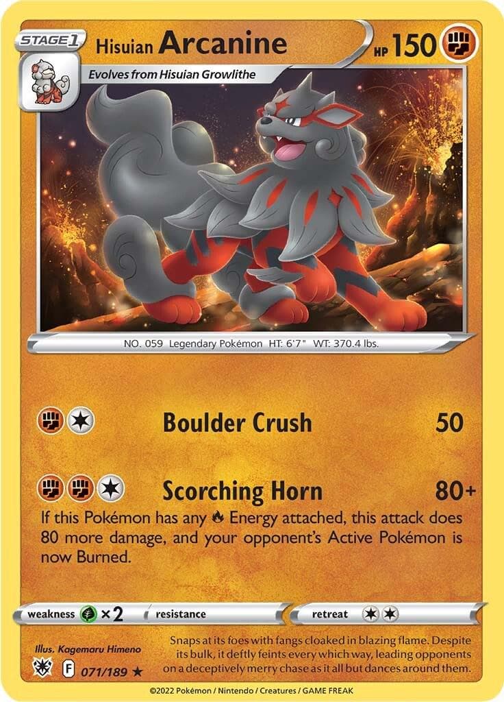 Hisuian Arcanine #71 — Pokemon Astral Radiance