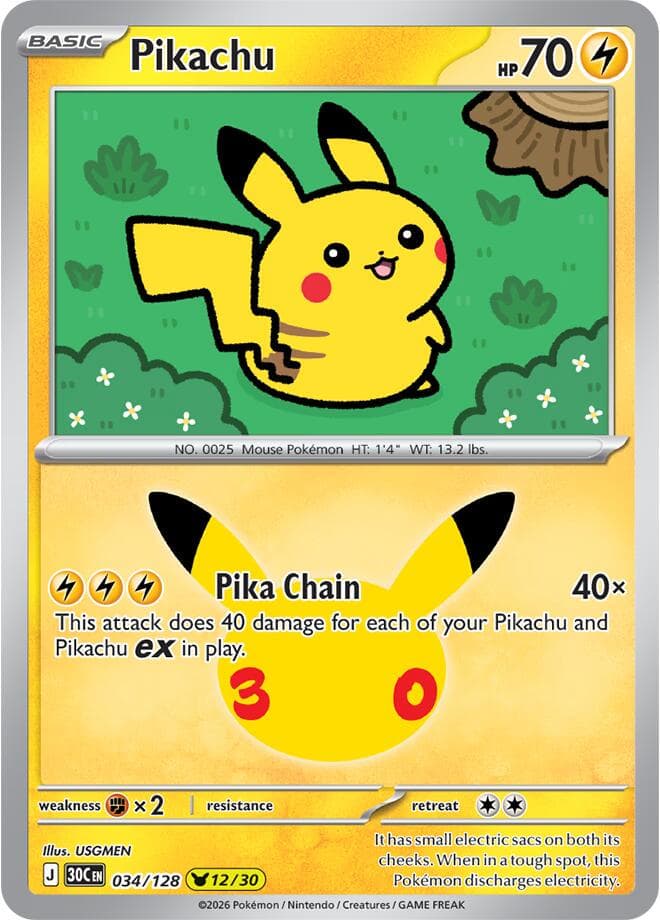 Pikachu #34 — Pokemon 30th Celebration