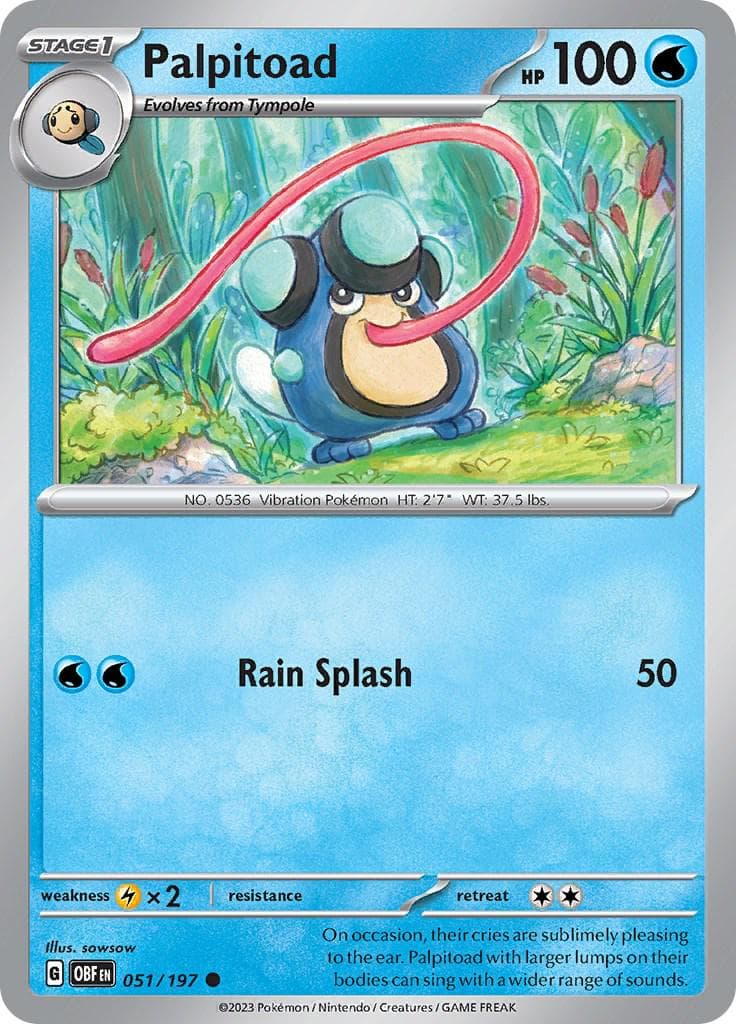 Palpitoad #51 — Pokemon Obsidian Flames