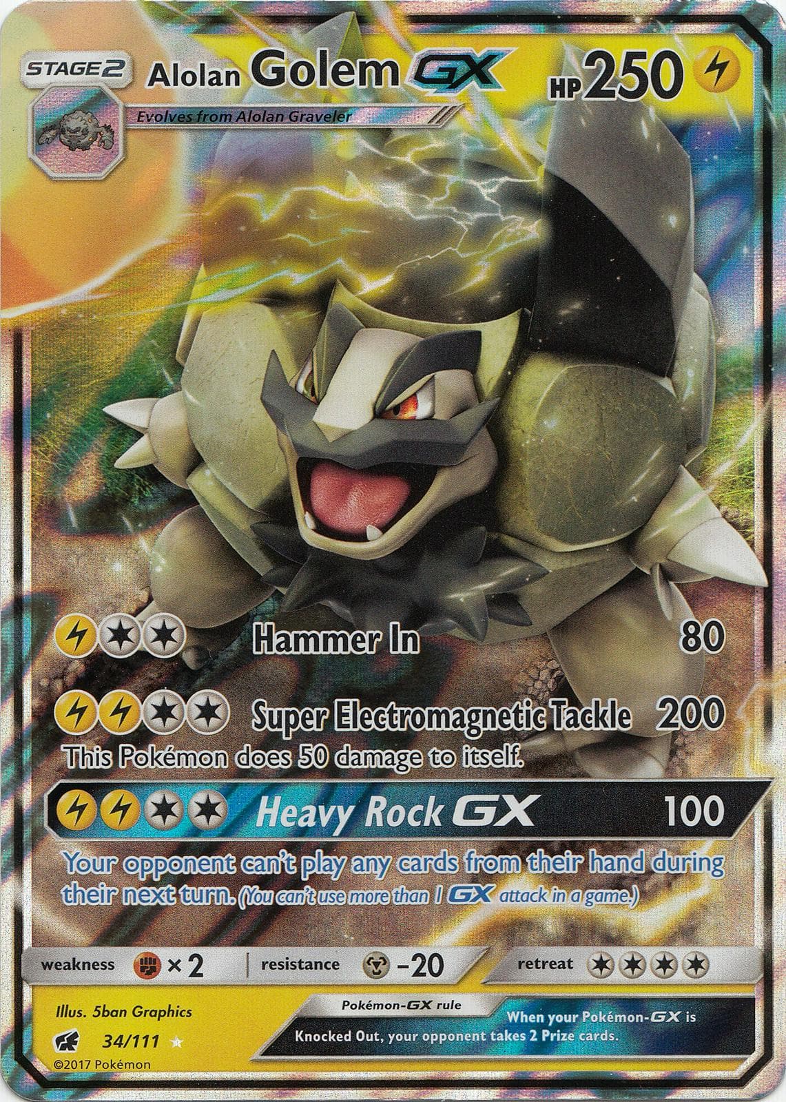 Alolan Golem GX #34 — Pokemon Crimson Invasion