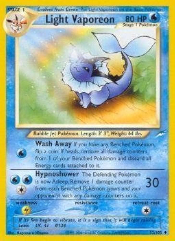 Light Vaporeon #52 — Pokemon Neo Destiny