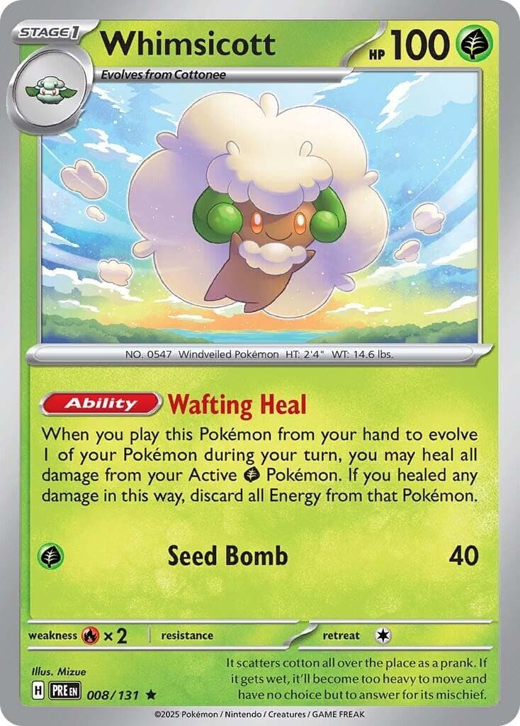 Whimsicott #8 — Pokemon Prismatic Evolutions