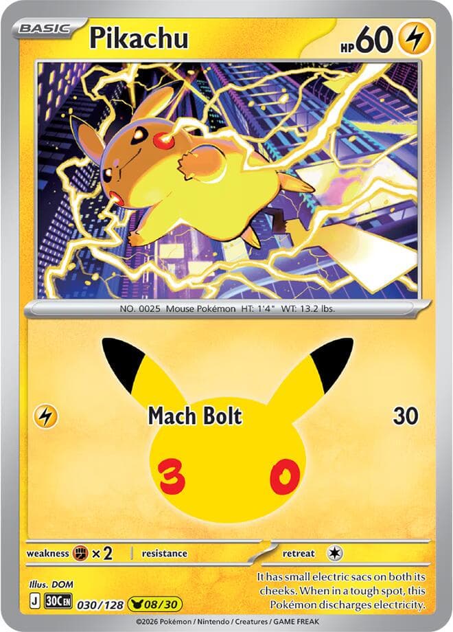 Pikachu #30 — Pokemon 30th Celebration