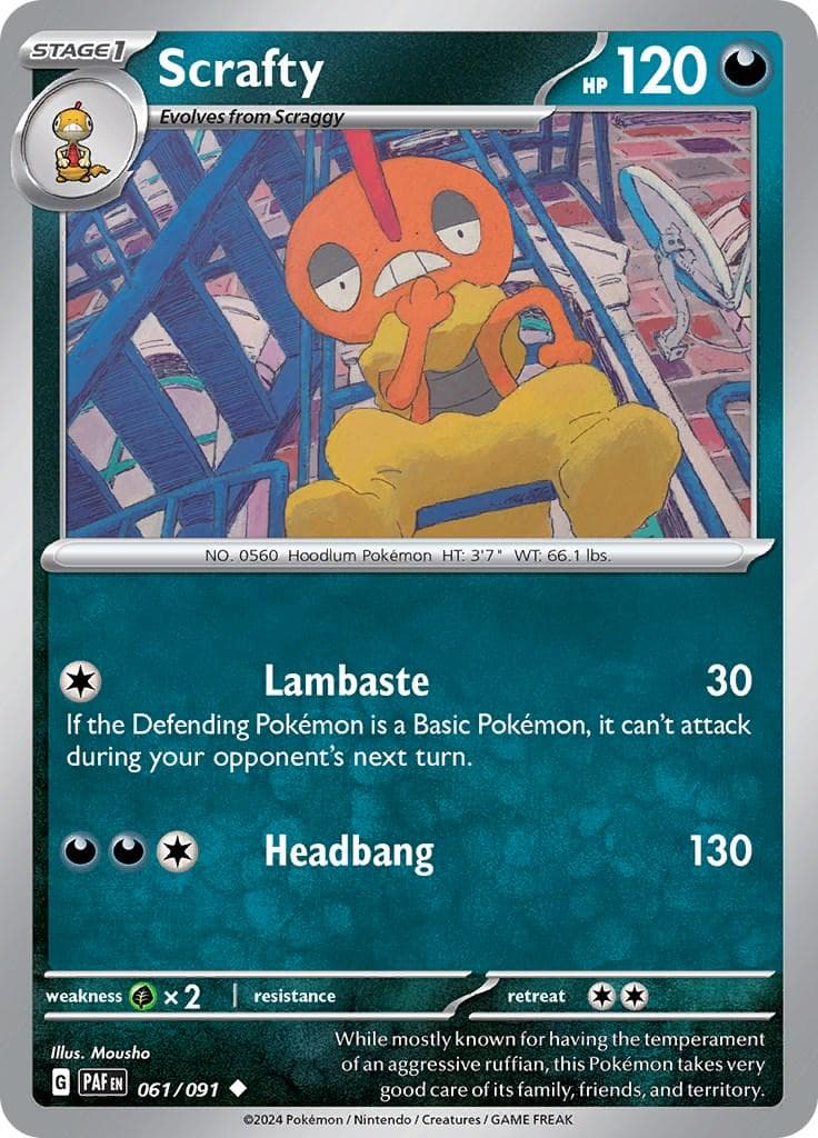 Scrafty #61 — Pokemon Paldean Fates