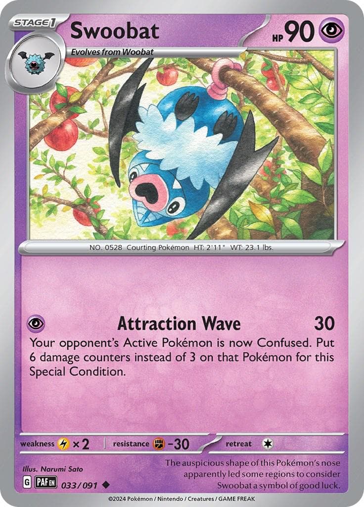 Swoobat #33 — Pokemon Paldean Fates