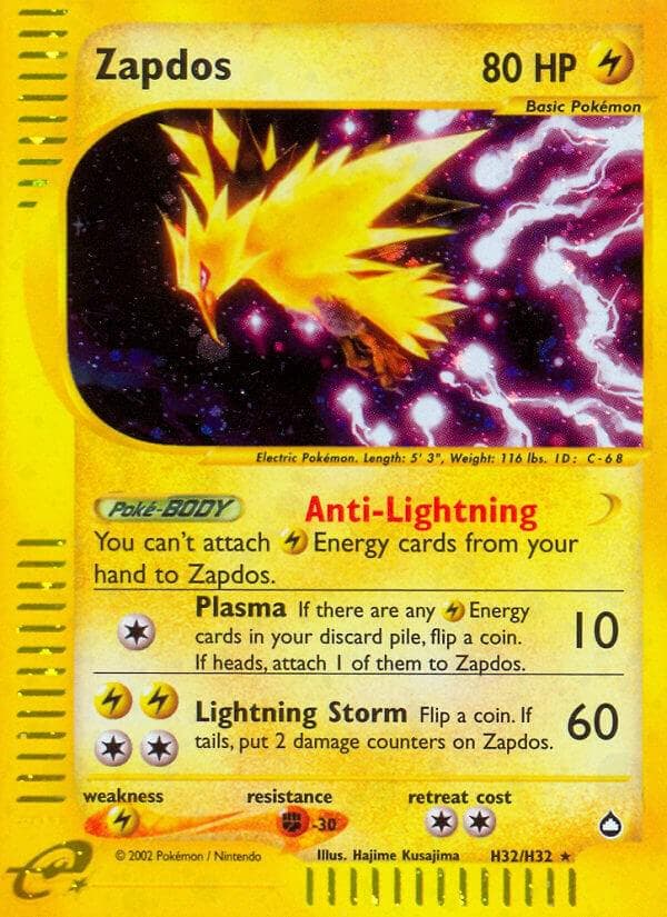 Zapdos #H32 — Pokemon Aquapolis