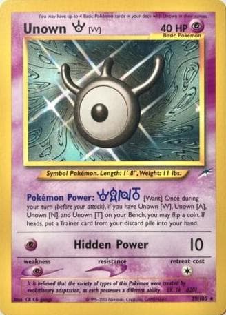 Unown W #29 — Pokemon Neo Destiny