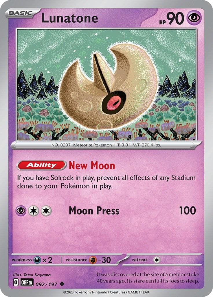 Lunatone #92 — Pokemon Obsidian Flames