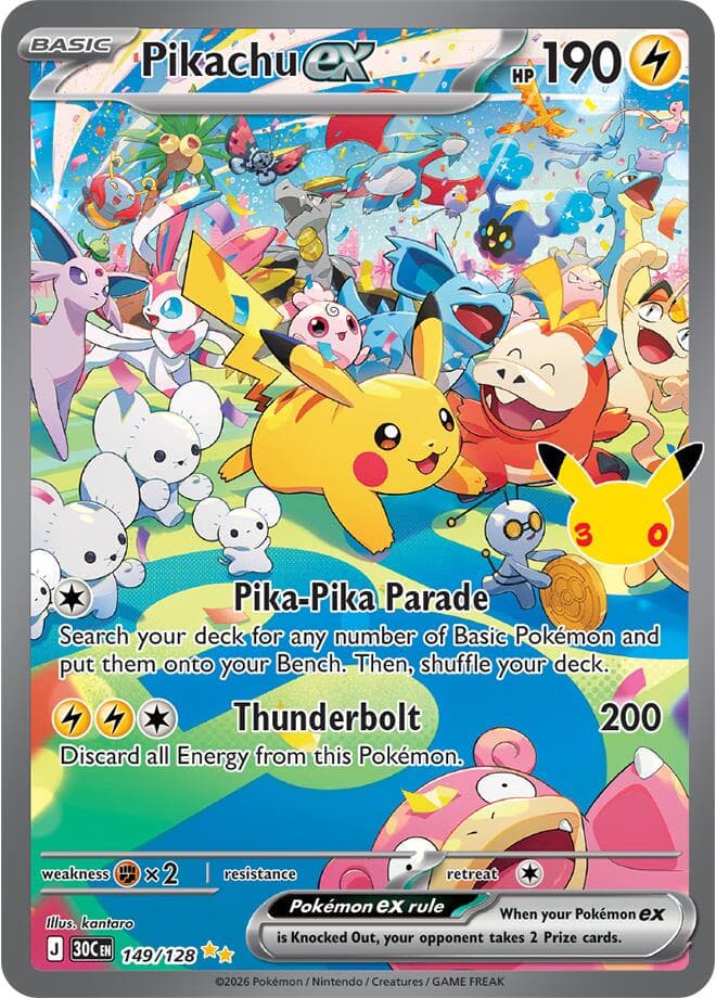 Pikachu ex #149 — Pokemon 30th Celebration