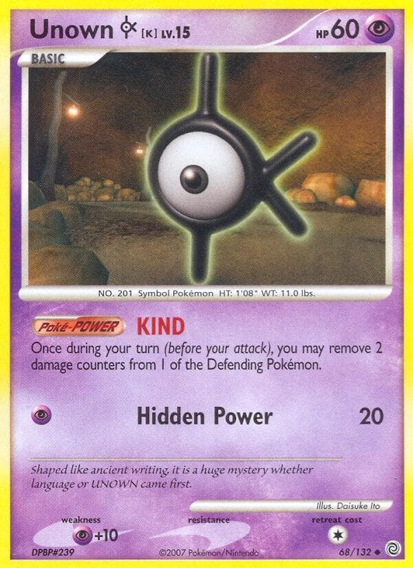 Unown K #68 — Pokemon Secret Wonders
