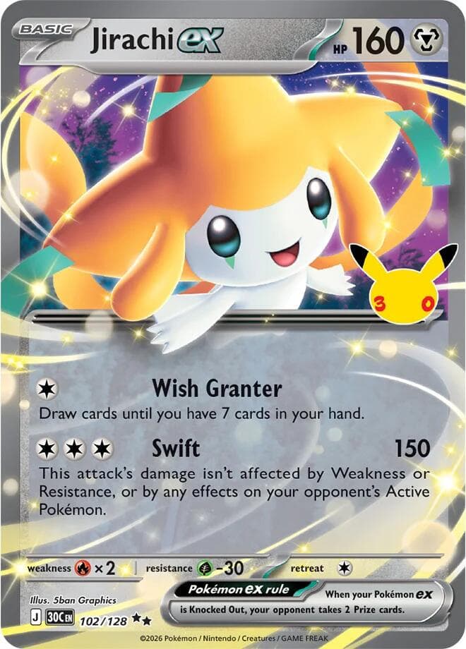 Jirachi ex #102 — Pokemon 30th Celebration