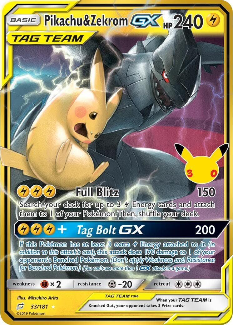 Pikachu & Zekrom GX #33 — Pokemon 30th Celebration