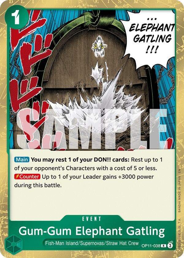 Gum-Gum Elephant Gatling OP11-038 — One Piece Fist of Divine Speed