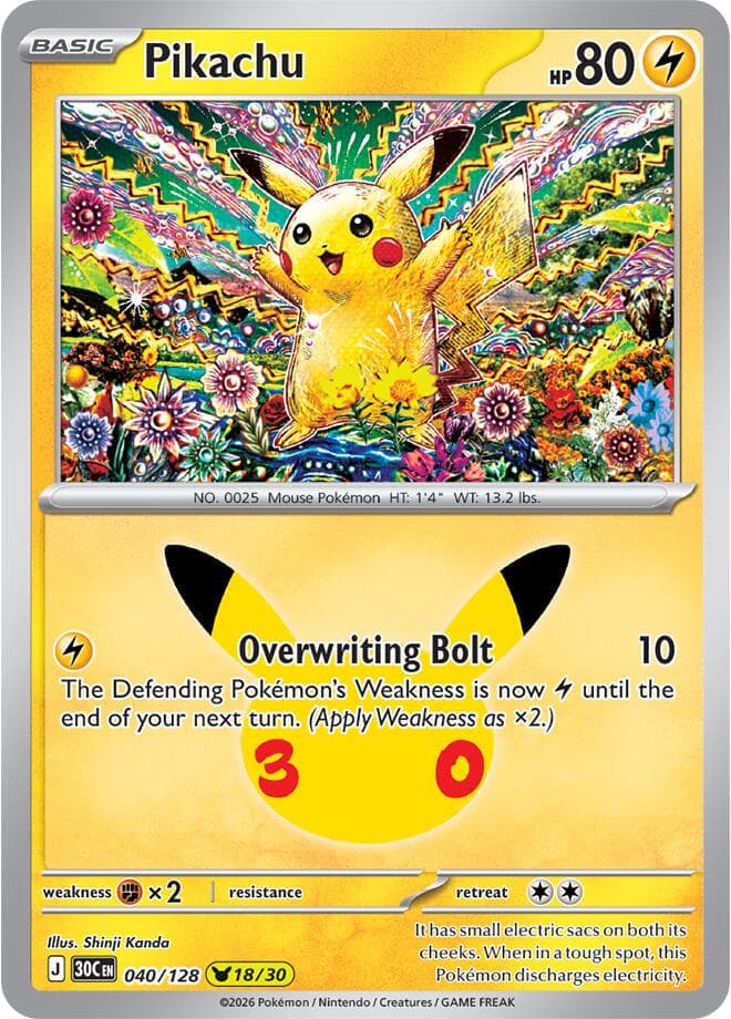 Pikachu #40 — Pokemon 30th Celebration